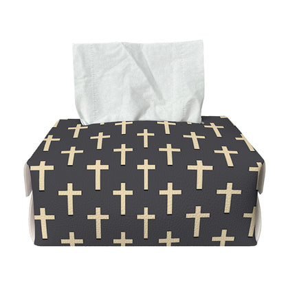 Christian Cross Pattern Print Rectangle Tissue Box Cover