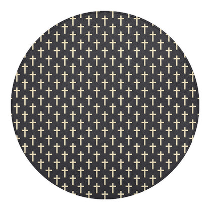 Christian Cross Pattern Print Round Blanket