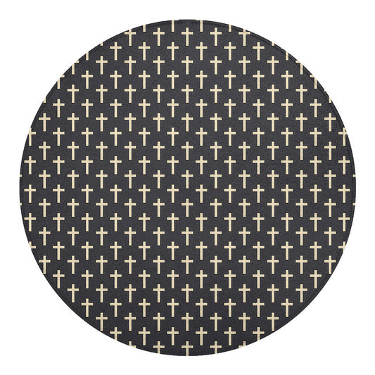 Christian Cross Pattern Print Round Blanket
