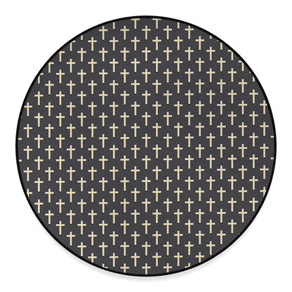 Christian Cross Pattern Print Round Floor Mat