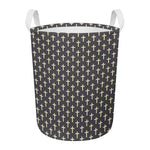 Christian Cross Pattern Print Round Laundry Basket