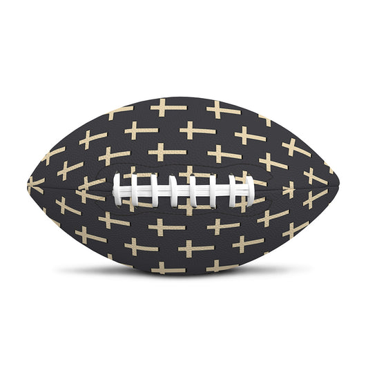 Christian Cross Pattern Print Rugby Ball
