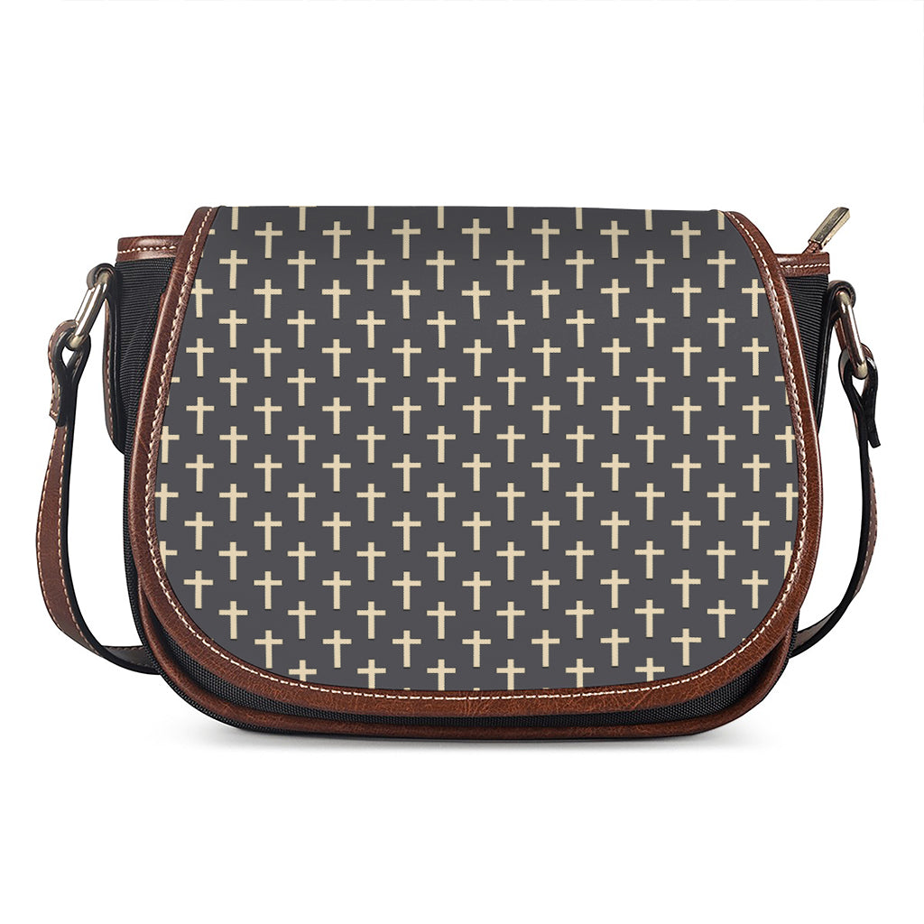 Christian Cross Pattern Print Saddle Bag