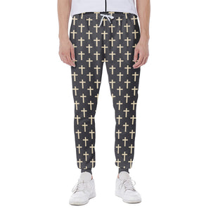 Christian Cross Pattern Print Scuba Joggers