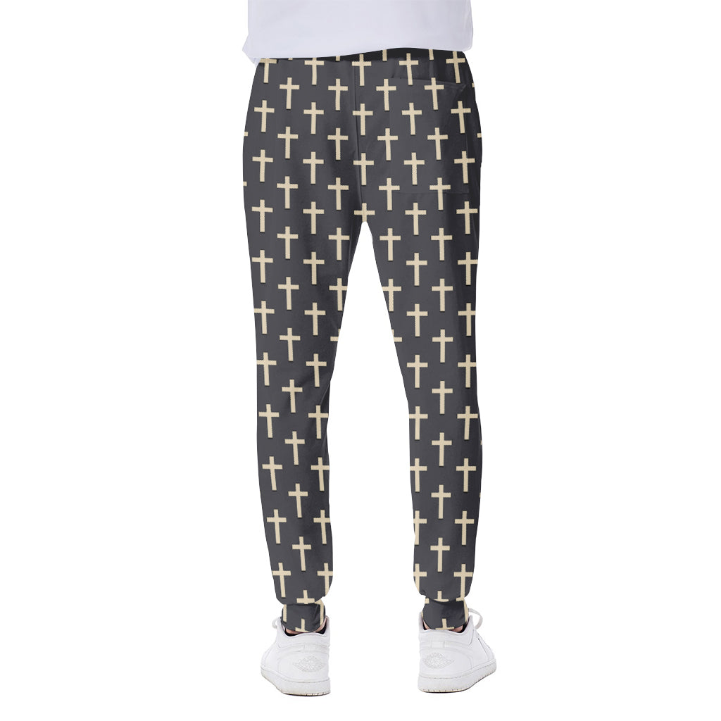 Christian Cross Pattern Print Scuba Joggers