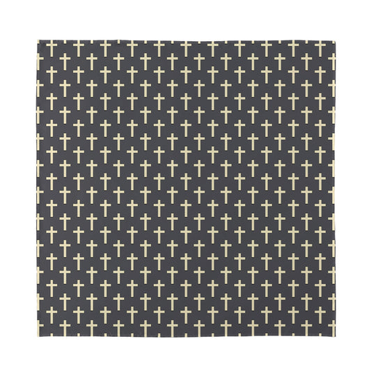 Christian Cross Pattern Print Silk Bandana