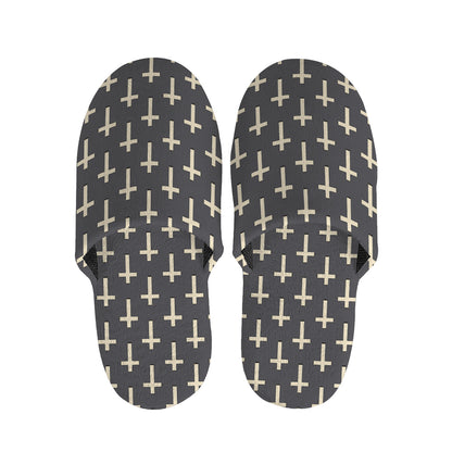 Christian Cross Pattern Print Slippers