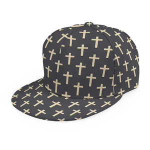 Christian Cross Pattern Print Snapback Cap