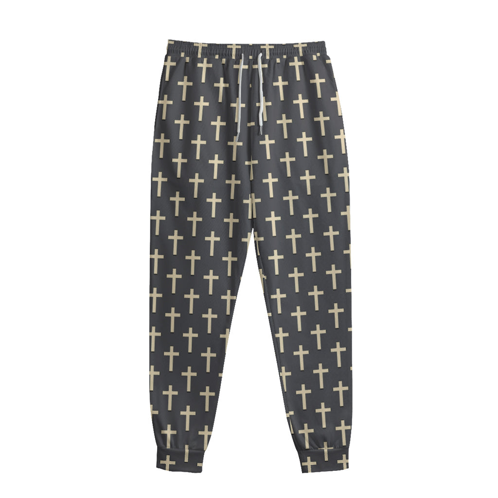 Christian Cross Pattern Print Sweatpants