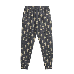 Christian Cross Pattern Print Sweatpants