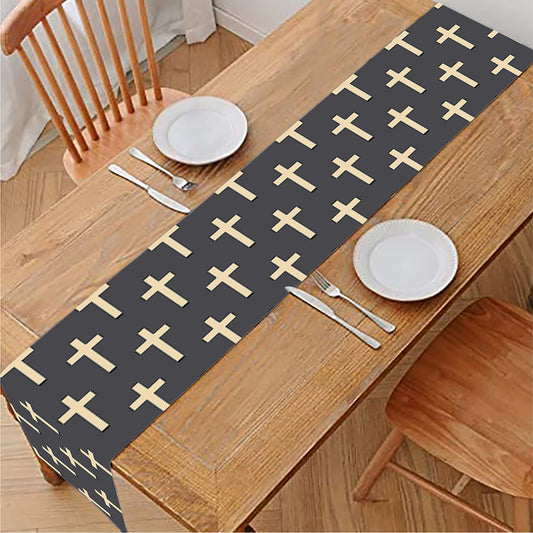 Christian Cross Pattern Print Table Runner
