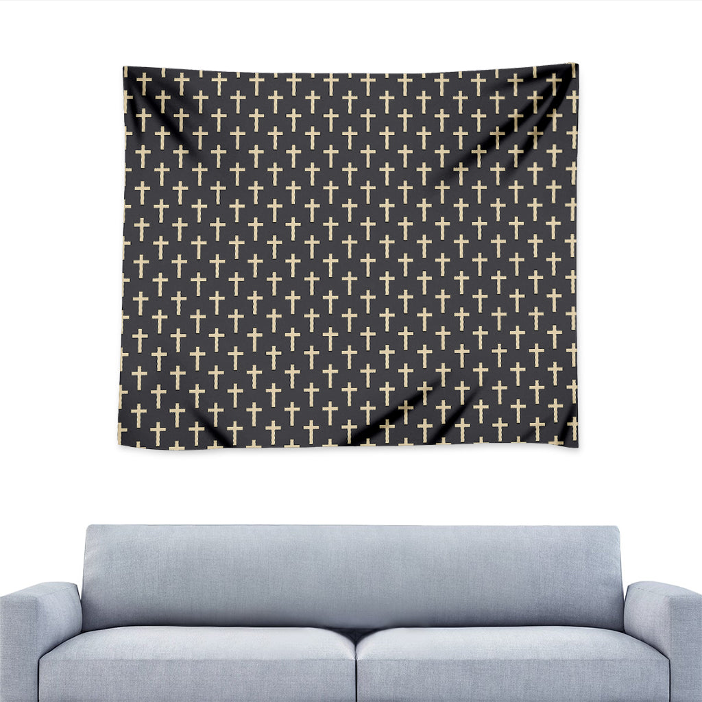 Christian Cross Pattern Print Tapestry