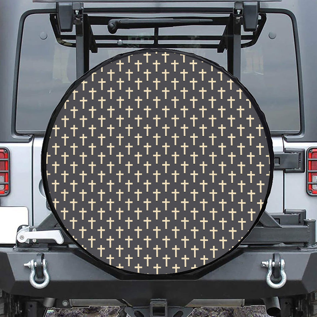 Christian Cross Pattern Print Tire Cover