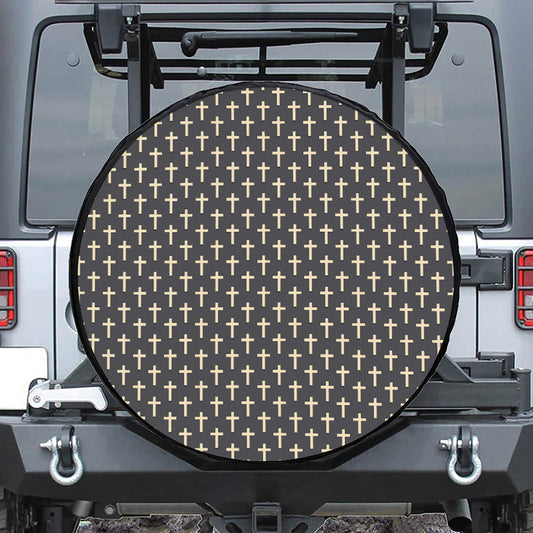 Christian Cross Pattern Print Tire Cover