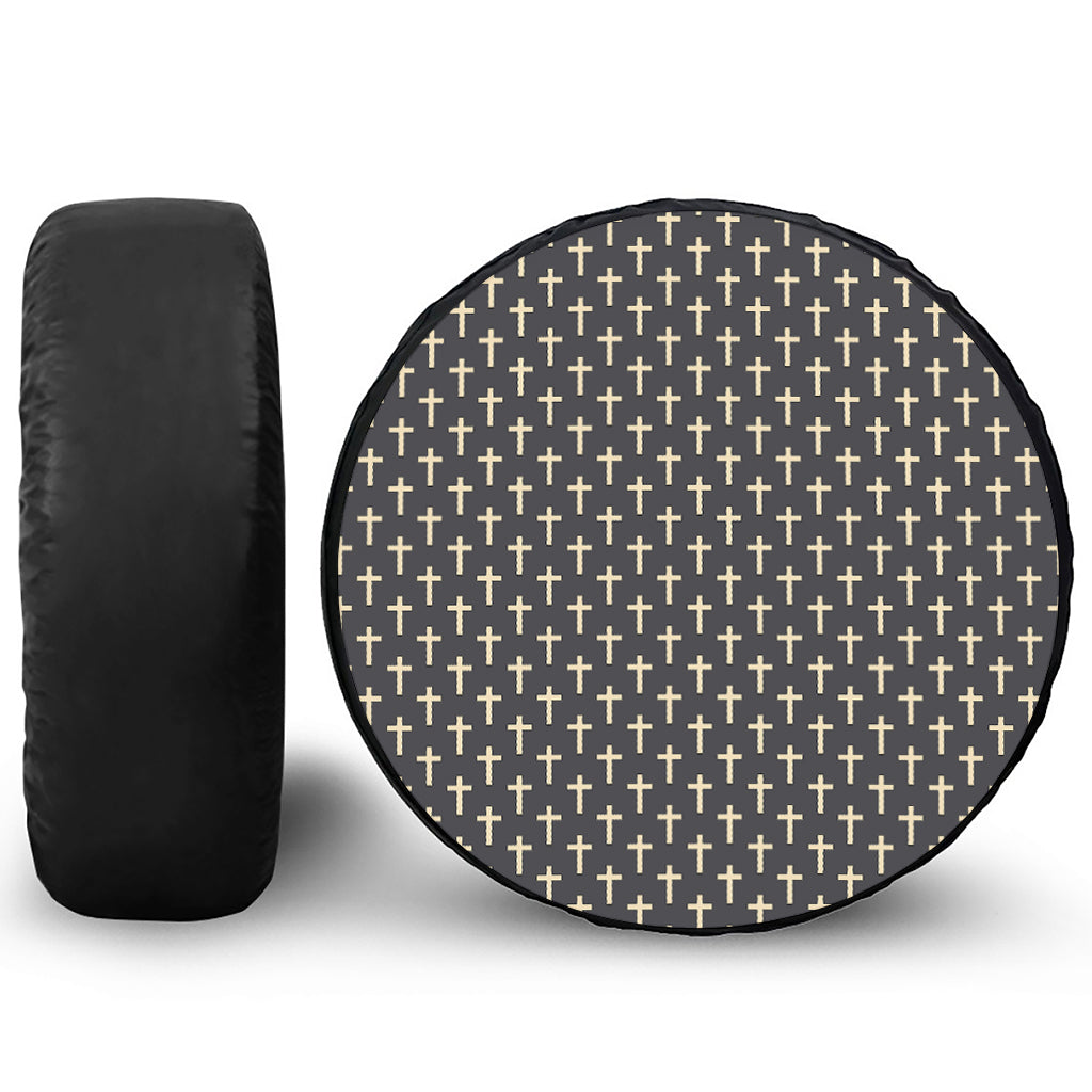 Christian Cross Pattern Print Tire Cover