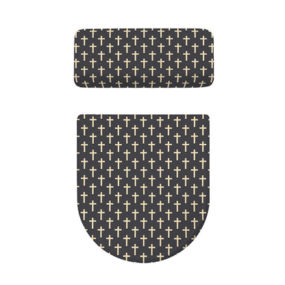 Christian Cross Pattern Print Toilet Lid And Tank Cover Set