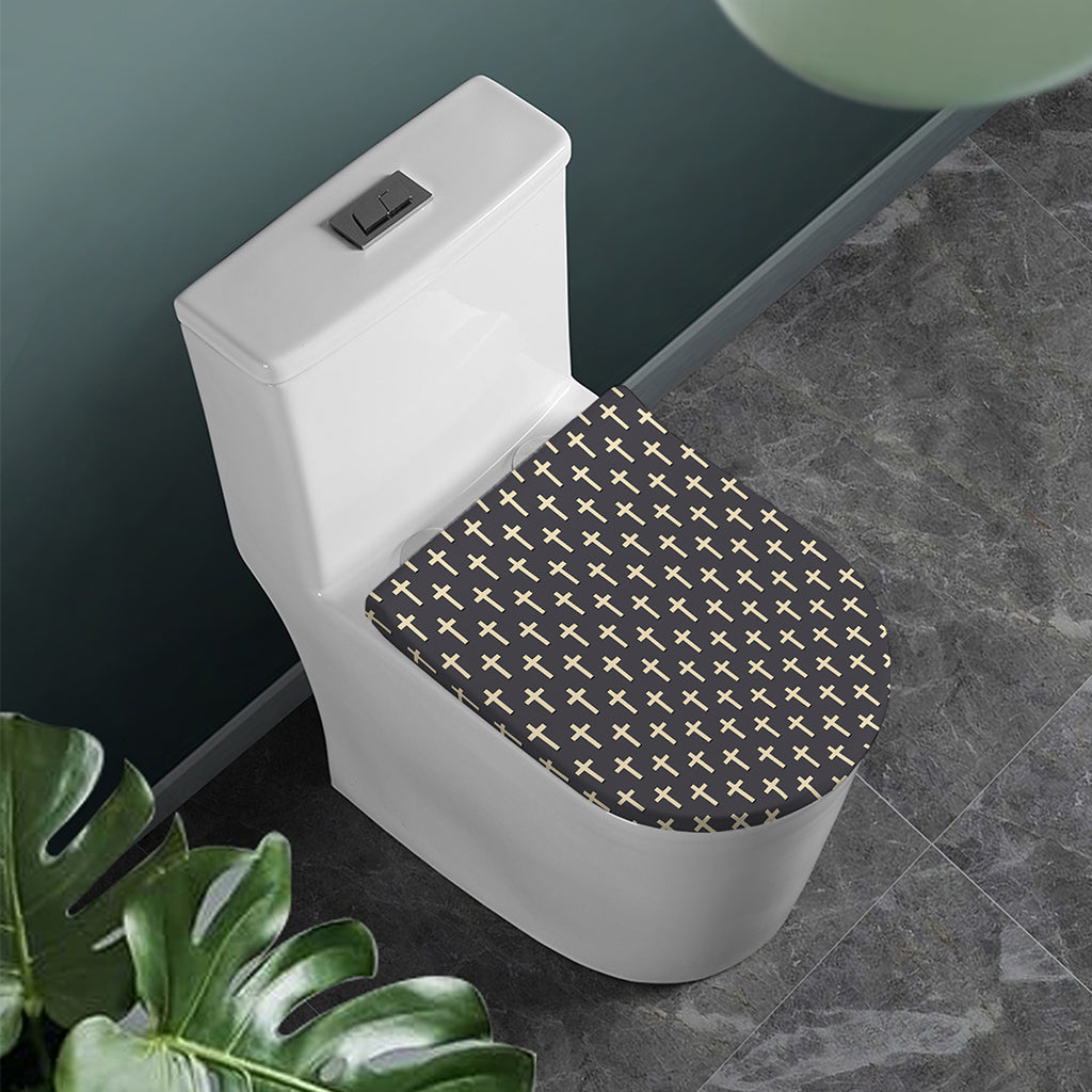 Christian Cross Pattern Print Toilet Lid Cover