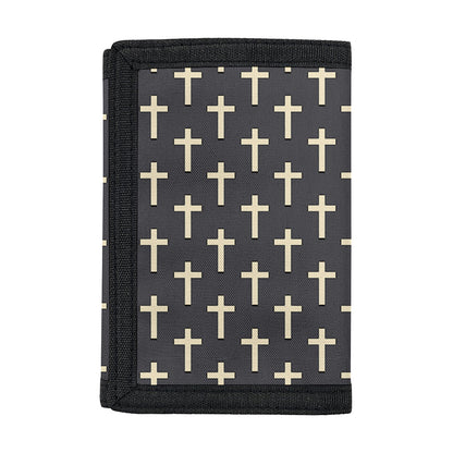 Christian Cross Pattern Print Trifold Wallet