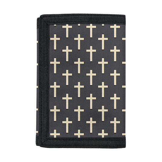 Christian Cross Pattern Print Trifold Wallet