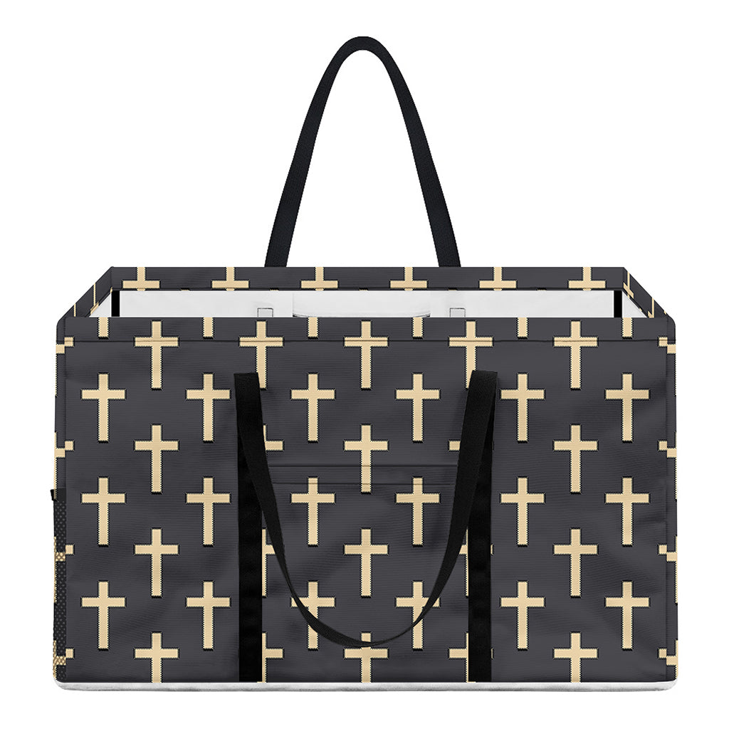 Christian Cross Pattern Print Utility Tote Bag