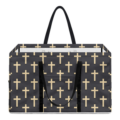 Christian Cross Pattern Print Utility Tote Bag
