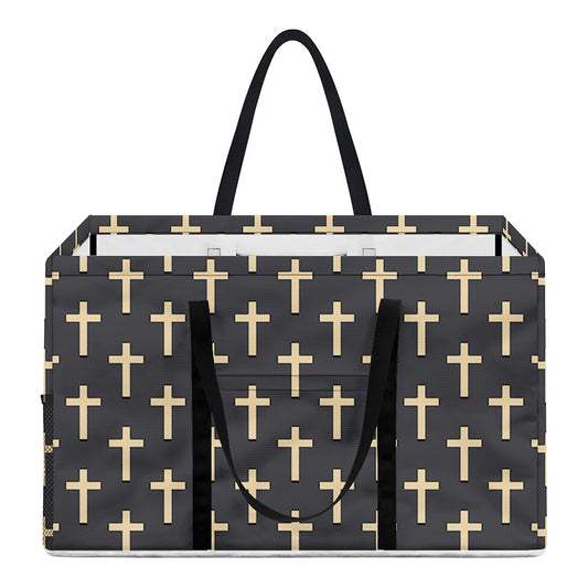 Christian Cross Pattern Print Utility Tote Bag