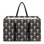 Christian Cross Pattern Print Utility Tote Bag