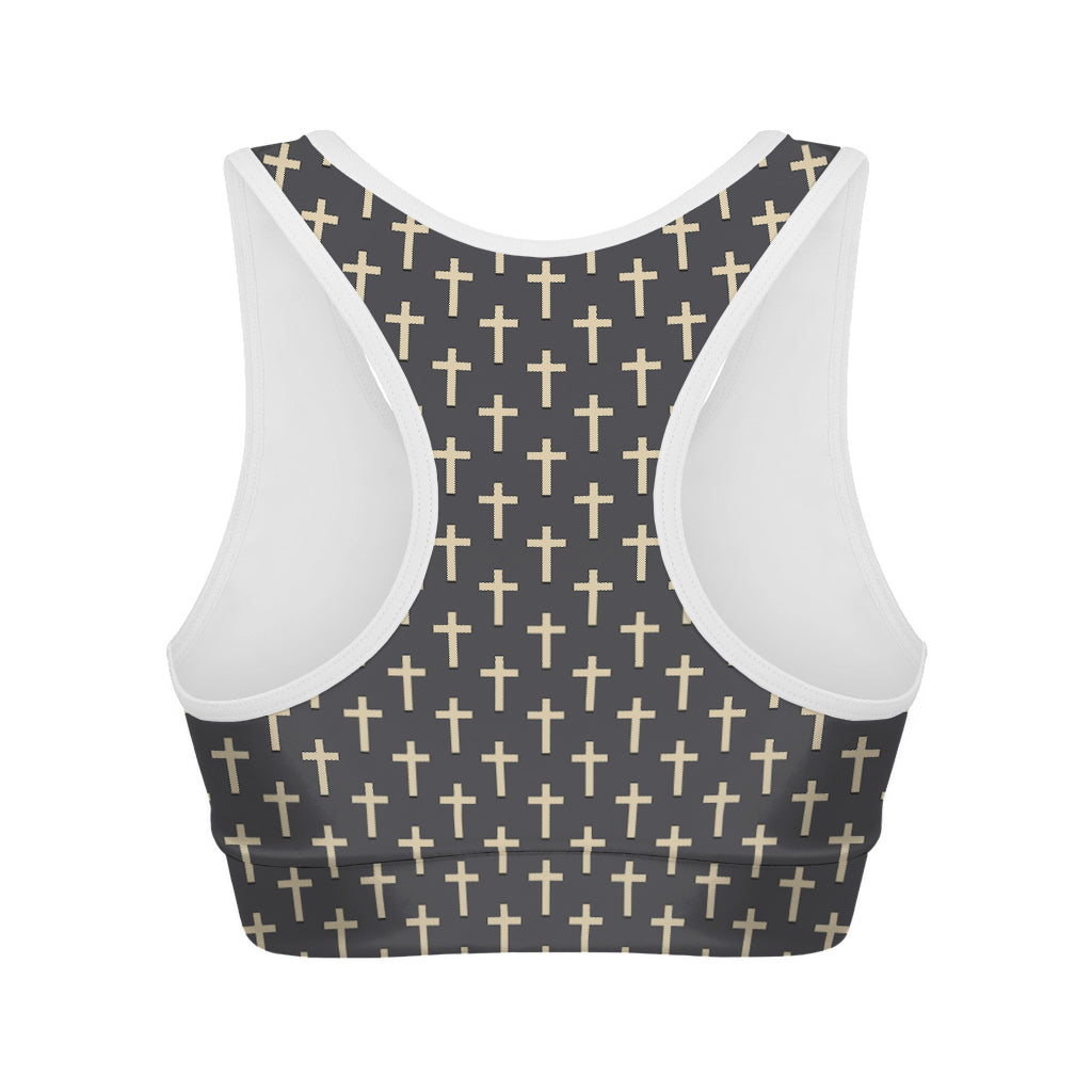 Christian Cross Pattern Print Women's Sports Bra