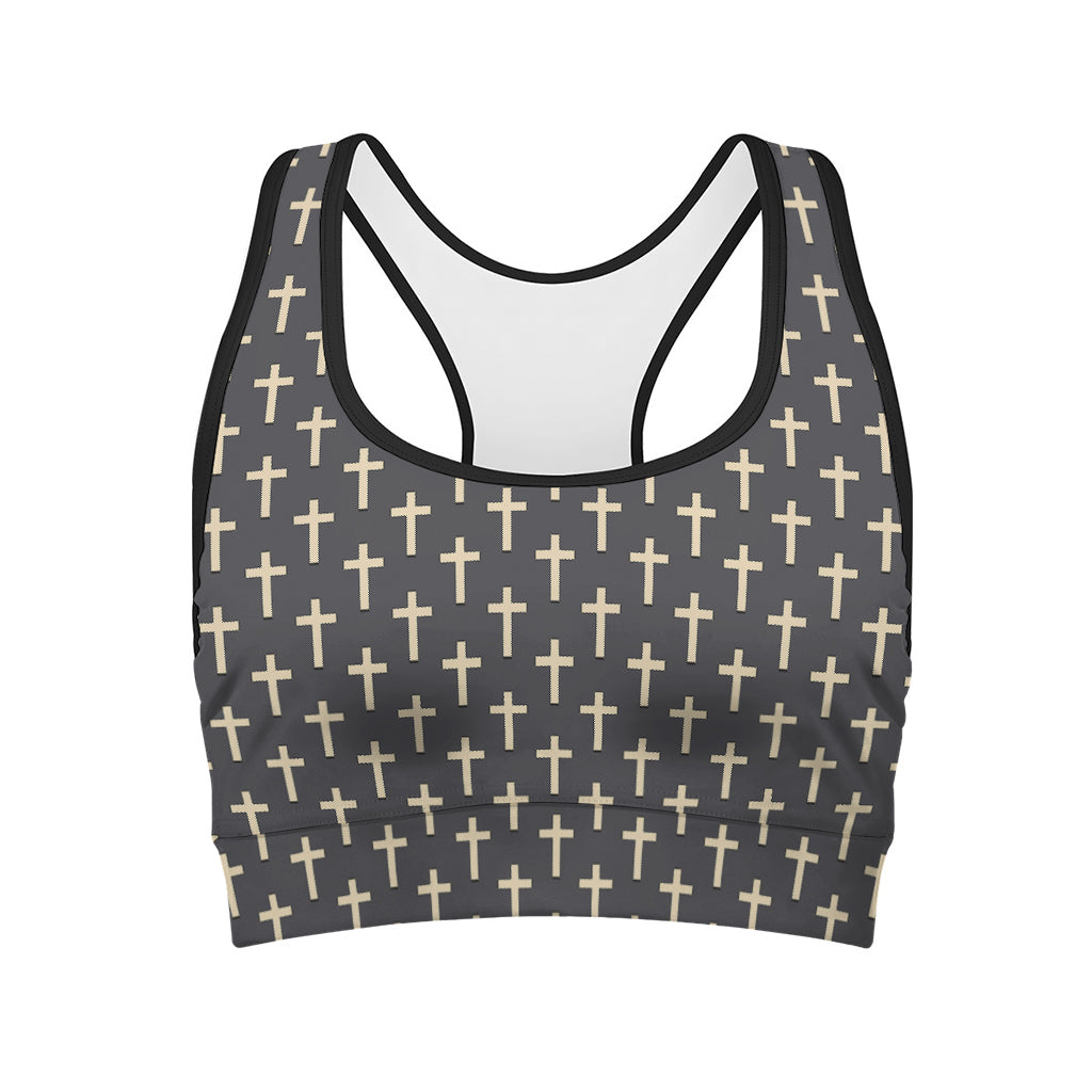 Christian Cross Pattern Print Women's Sports Bra