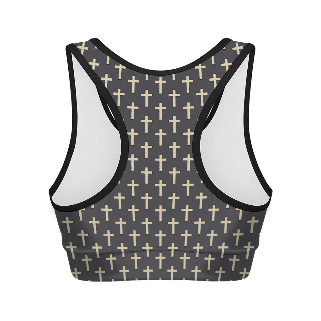 Christian Cross Pattern Print Women's Sports Bra