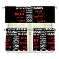 Christian Cross Religious Words Print 3 Piece Kitchen Curtains