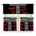 Christian Cross Religious Words Print 3 Piece Kitchen Curtains