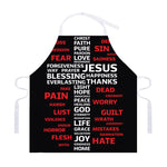 Christian Cross Religious Words Print Adjustable Apron