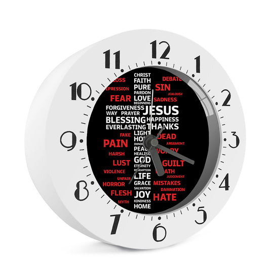 Christian Cross Religious Words Print Alarm Clock