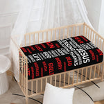 Christian Cross Religious Words Print Baby Crib Sheet