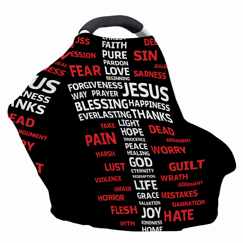 Christian Cross Religious Words Print Baby Seat Cover
