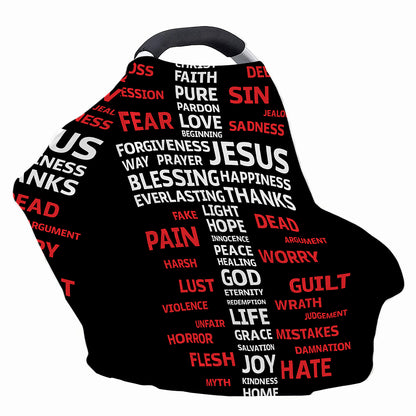 Christian Cross Religious Words Print Baby Seat Cover