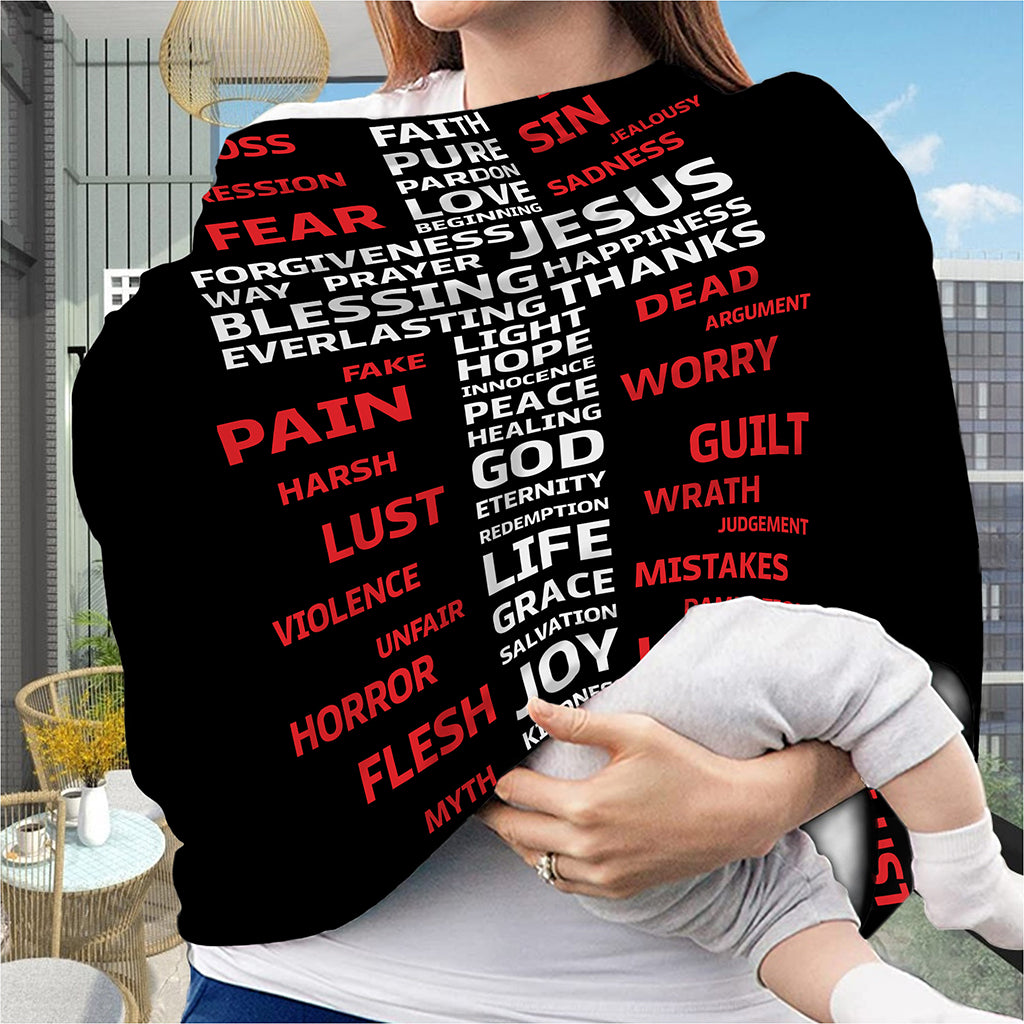 Christian Cross Religious Words Print Baby Seat Cover