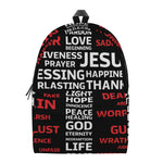 Christian Cross Religious Words Print Backpack