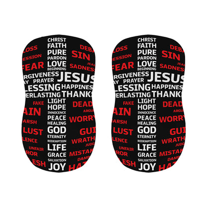 Christian Cross Religious Words Print Bar Stool Covers