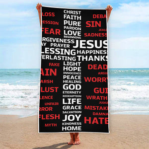 Christian Cross Religious Words Print Beach Towel