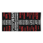 Christian Cross Religious Words Print Beach Towel