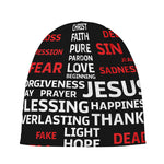 Christian Cross Religious Words Print Beanie
