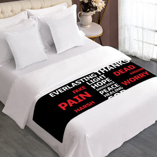 Christian Cross Religious Words Print Bed Runner
