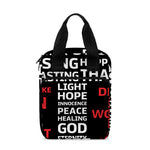 Christian Cross Religious Words Print Bible Tote Bag