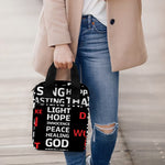 Christian Cross Religious Words Print Bible Tote Bag