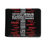 Christian Cross Religious Words Print Bifold Wallet