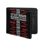 Christian Cross Religious Words Print Bifold Wallet