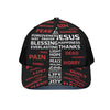 Christian Cross Religious Words Print Black Mesh Trucker Cap