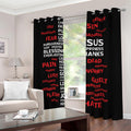 Christian Cross Religious Words Print Dimout Grommet Curtains